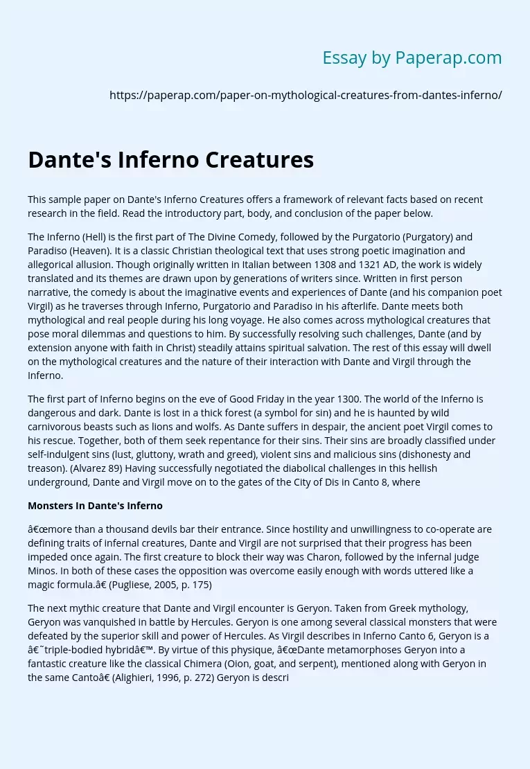 Реферат: Dante 2 Essay Research Paper Dante s