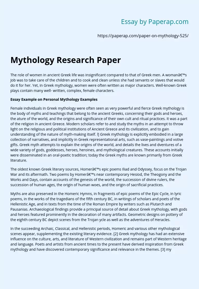 Mythology Research Paper