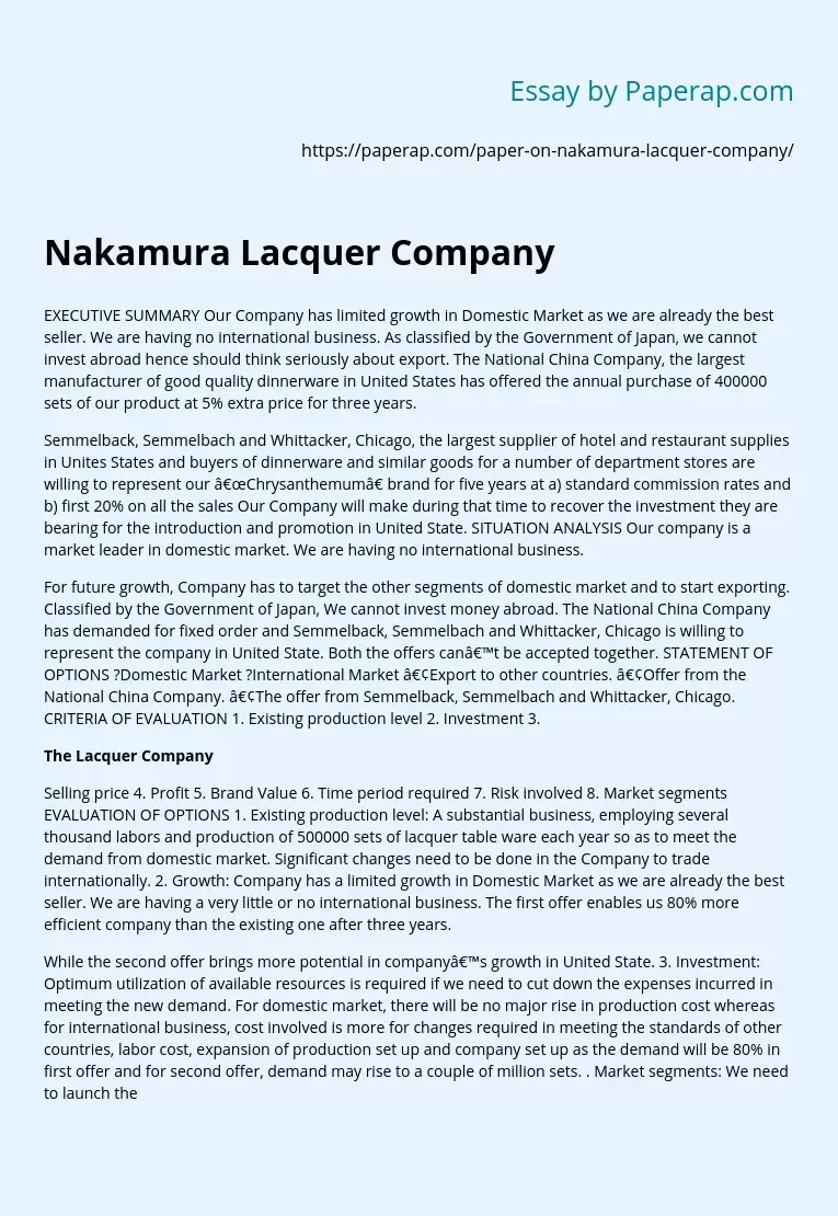 Nakamura Lacquer Company