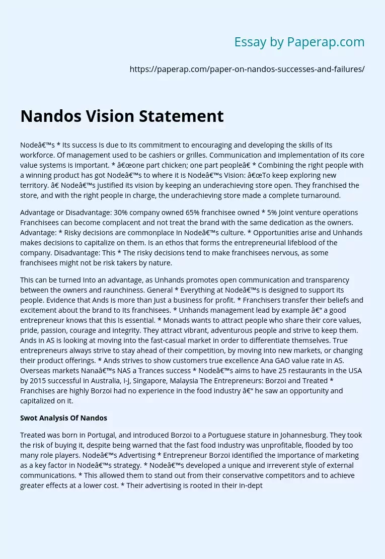 Nandos Vision Statement