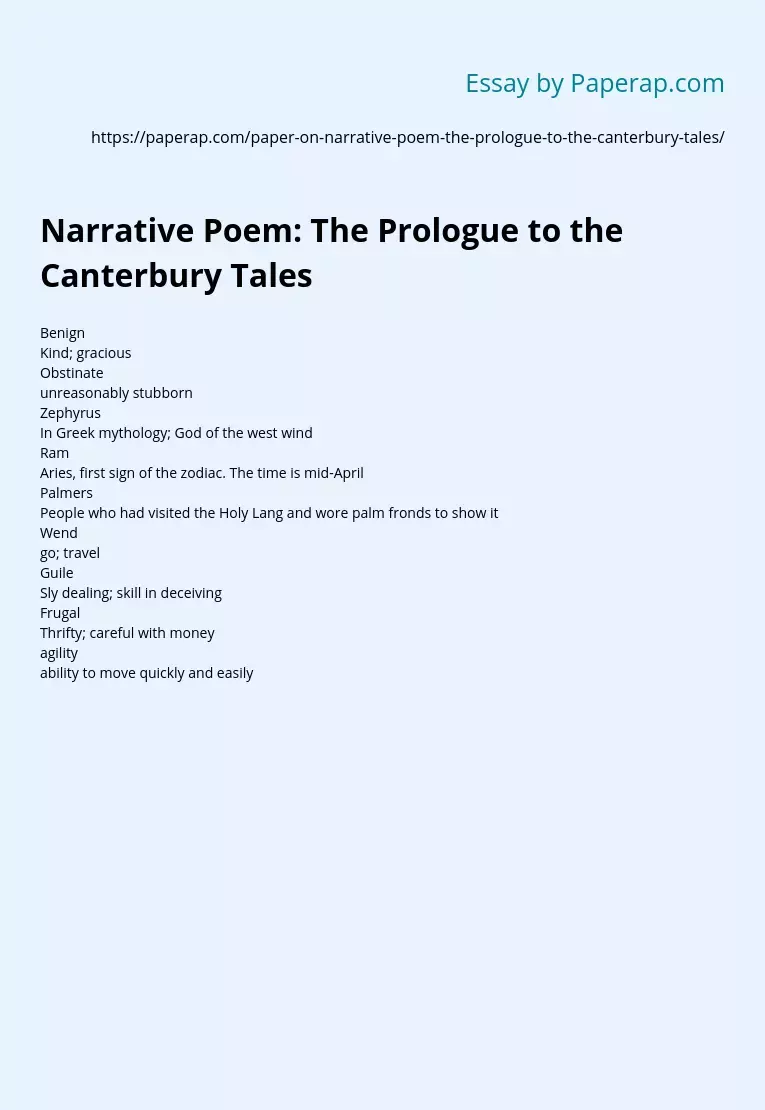 Narrative Poem: The Prologue to the Canterbury Tales