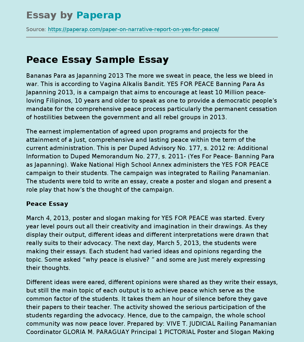 Peace Essay Sample