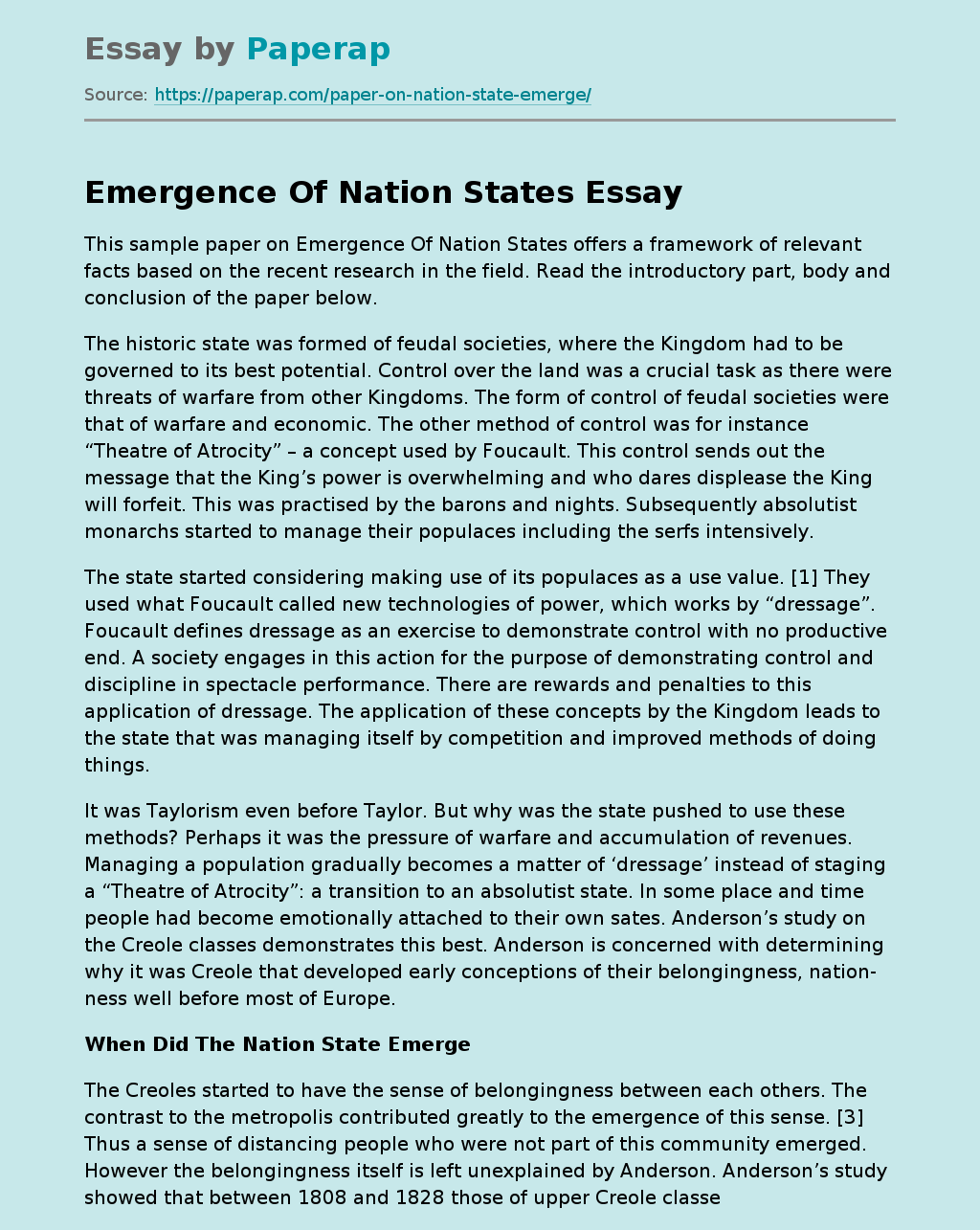 Emergence Of Nation States