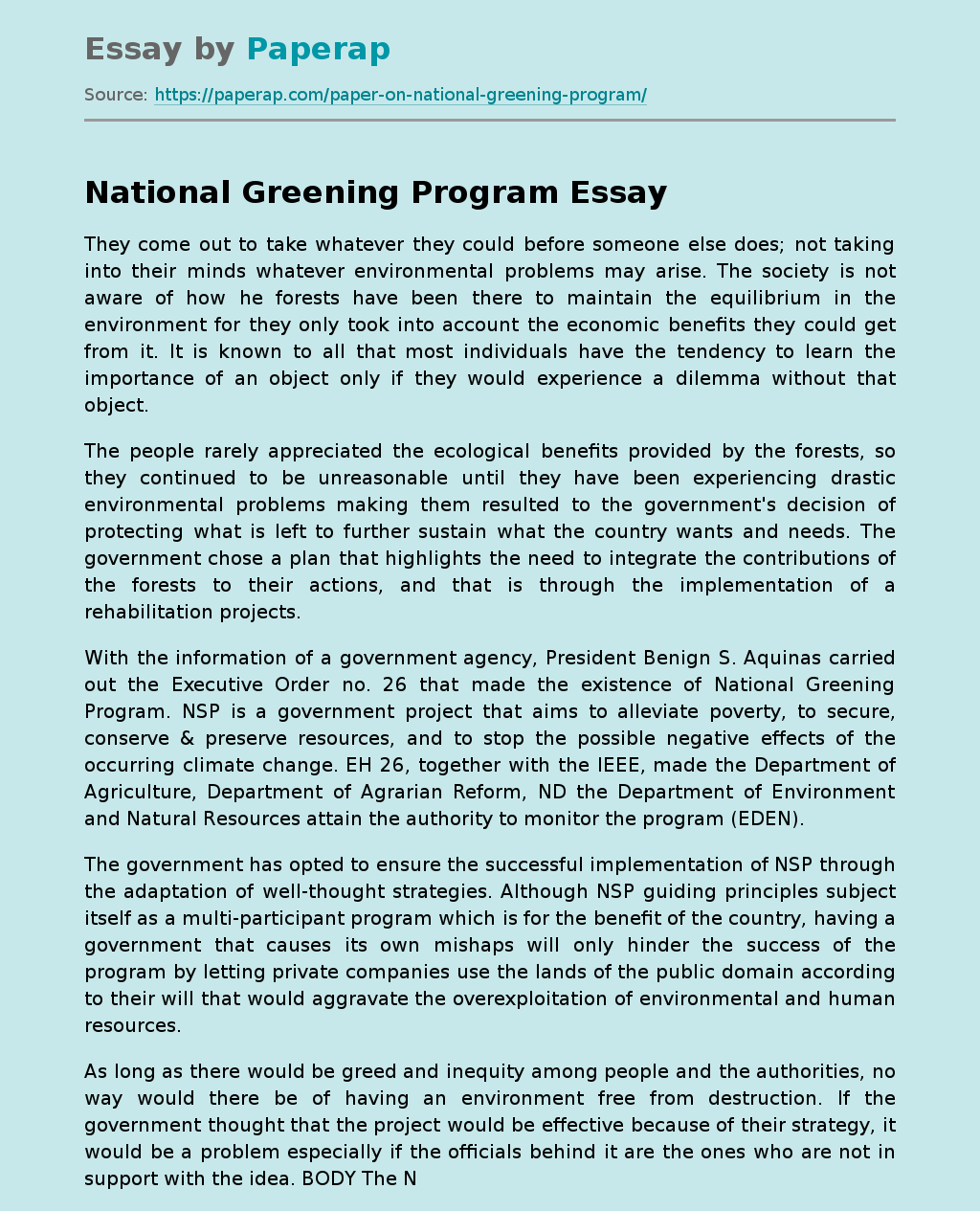 school greening day essay in english