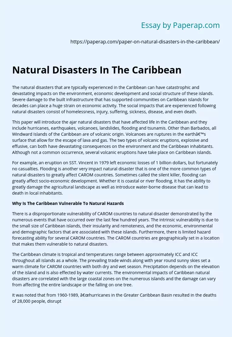 Natural Disasters In The Caribbean