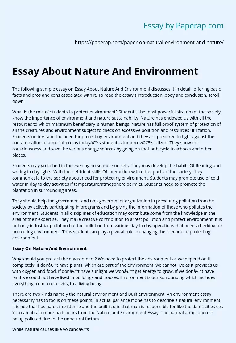 essay on environment with introduction and conclusion