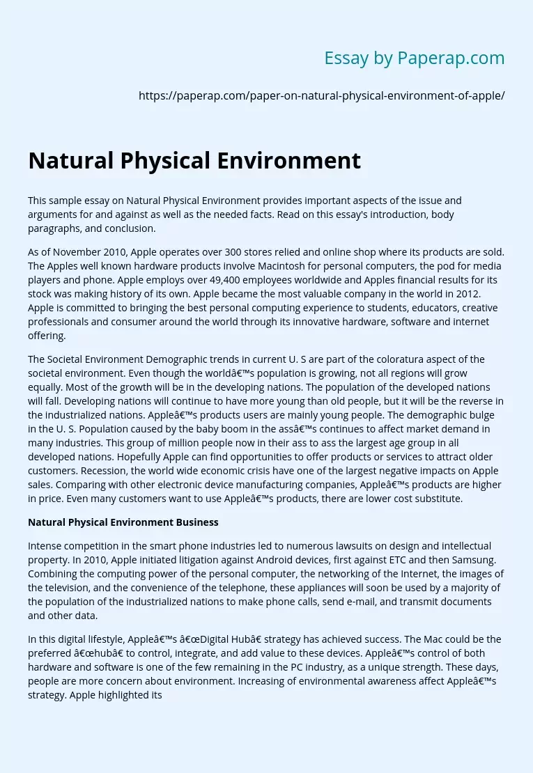 Natural Physical Environment