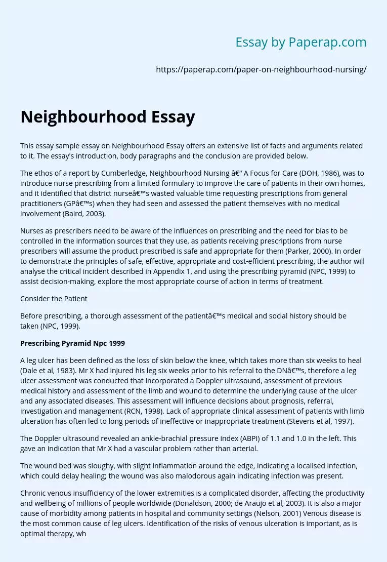 Neighbourhood Essay