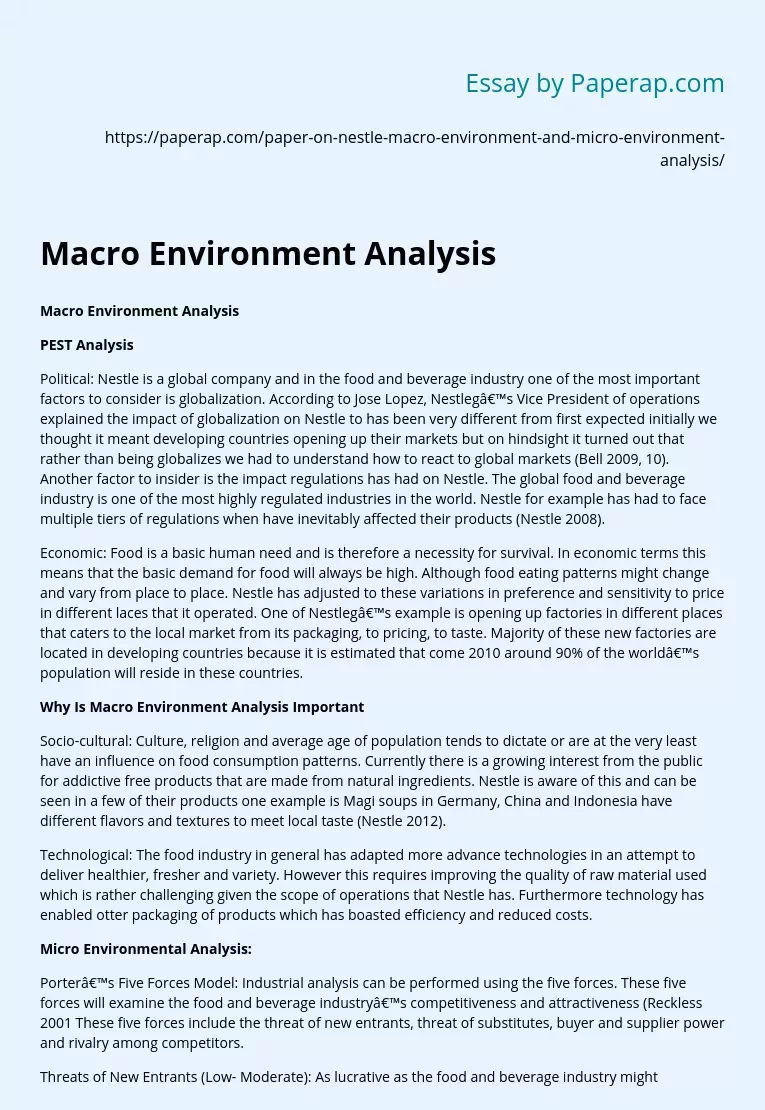 Macro Environment Analysis