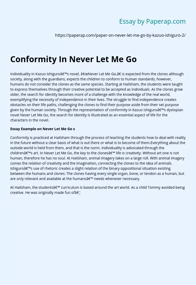 Conformity In Never Let Me Go