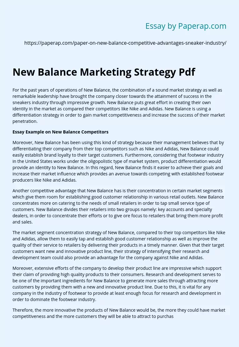 New Balance Marketing Strategy Pdf