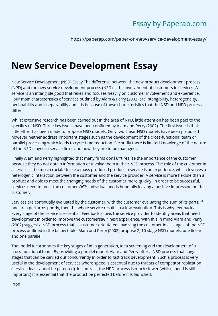 New Service Development Essay
