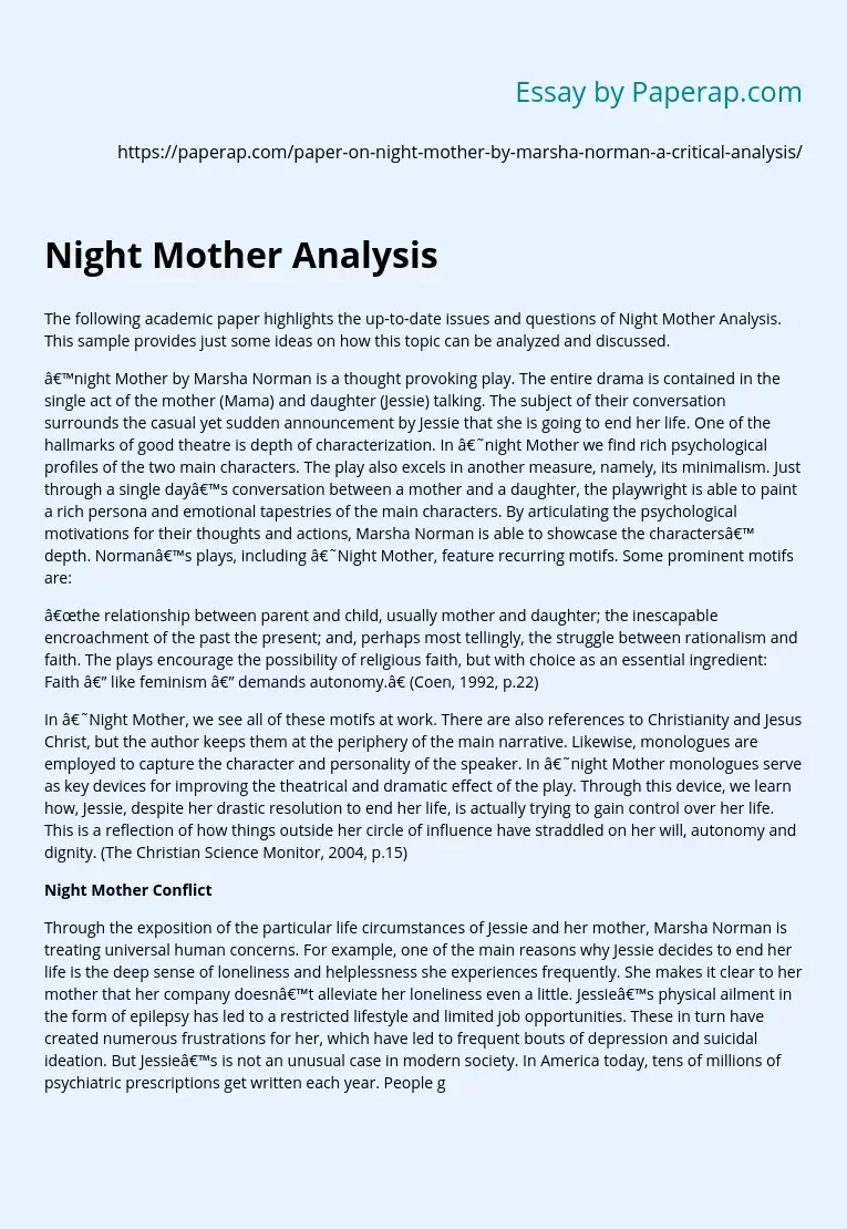 Night Mother Analysis