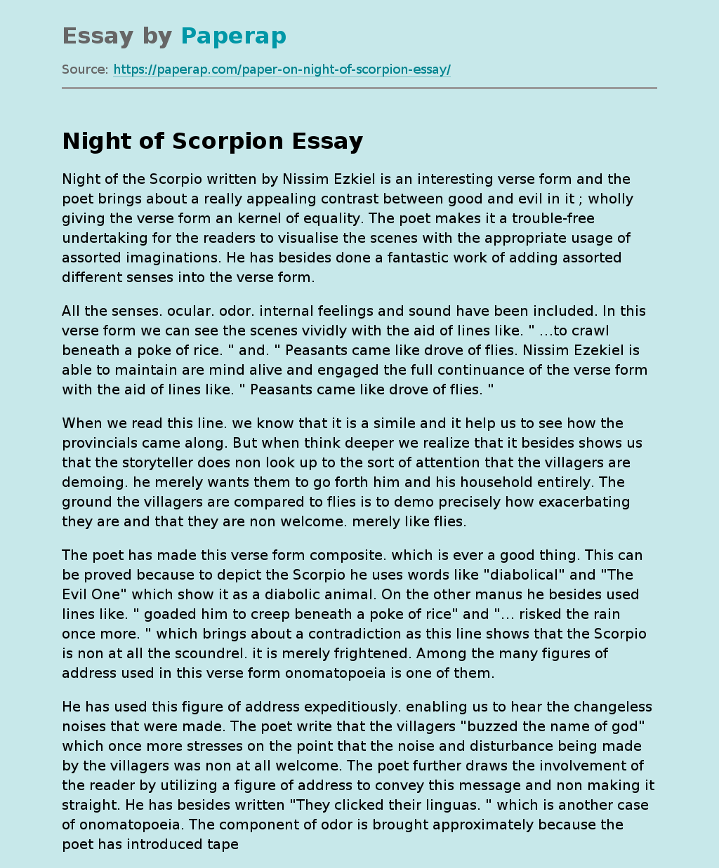 night of scorpion essay