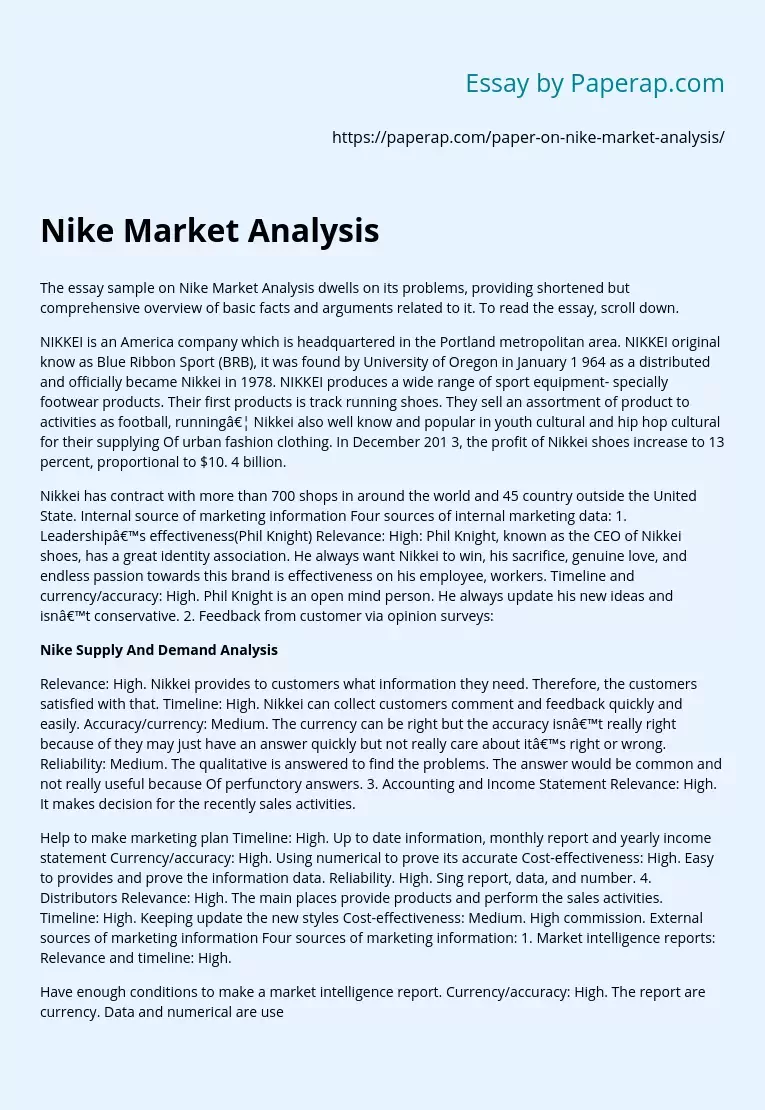 Nike Market Analysis