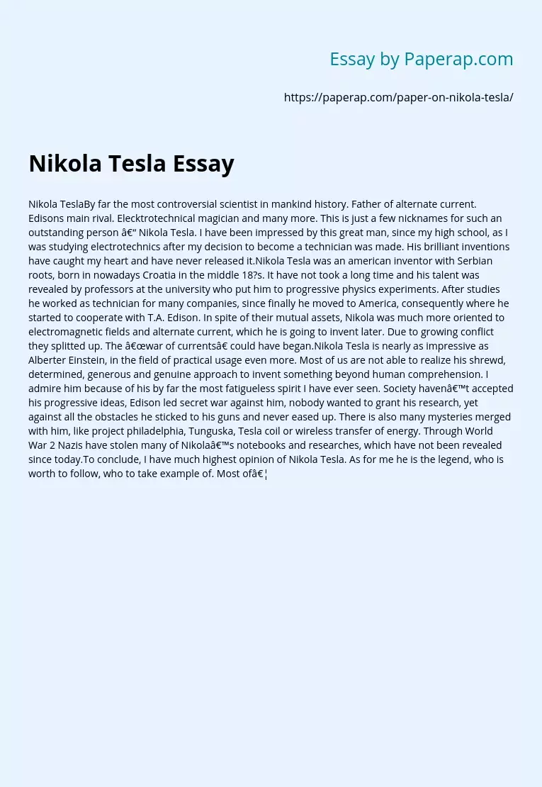 Nikola Tesla Essay