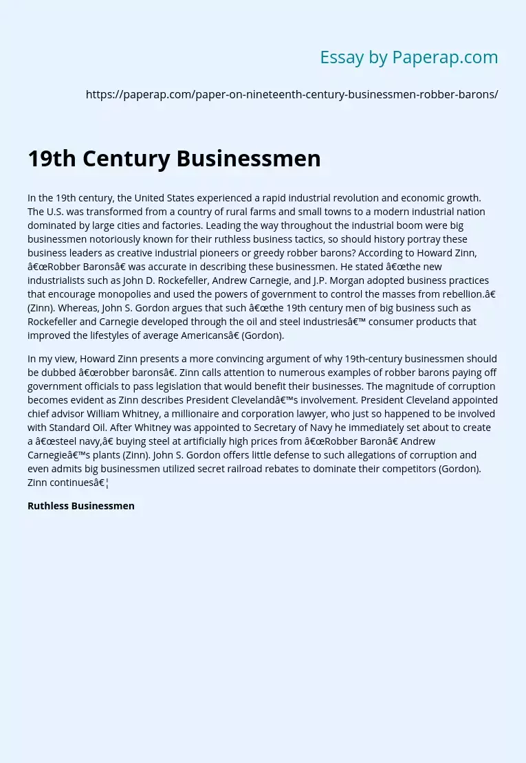 19th Century Businessmen