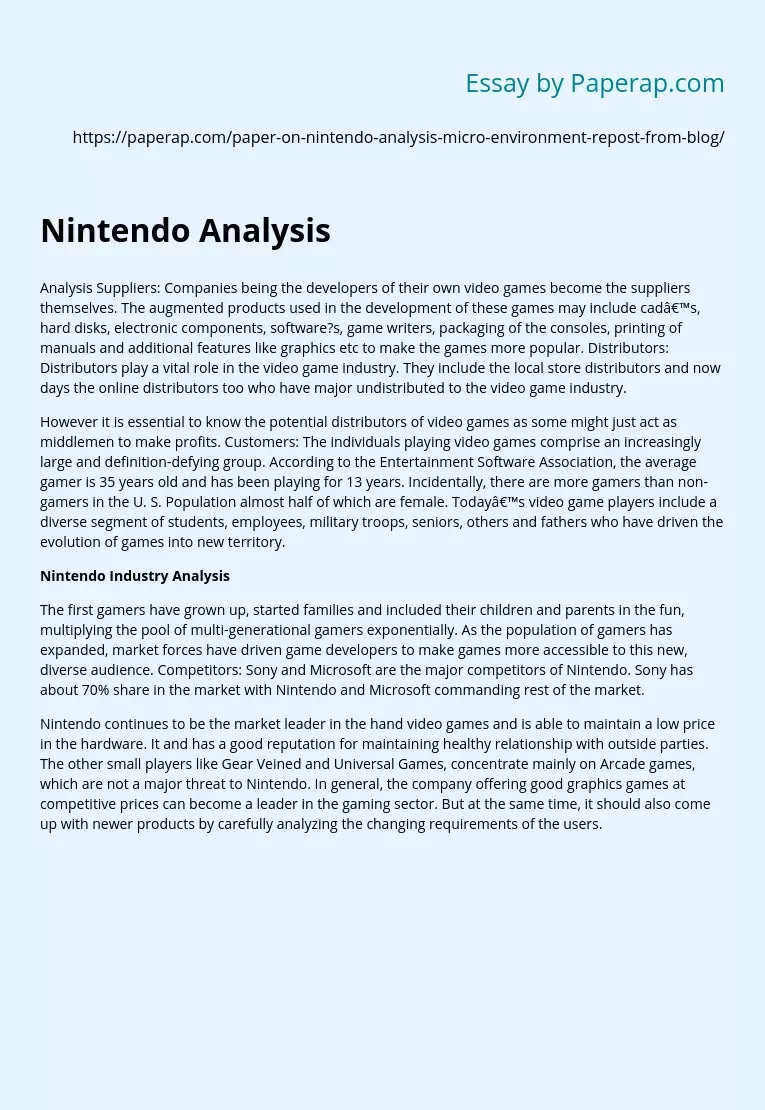 Nintendo Analysis