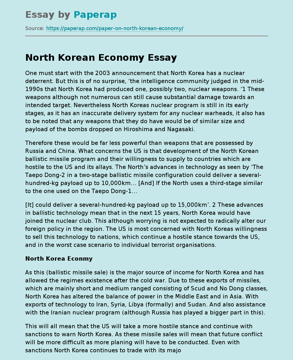 North Korean Economy