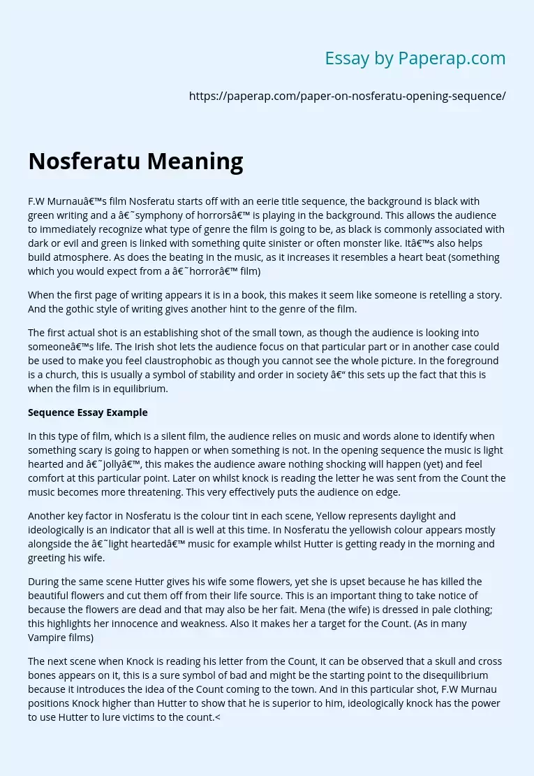Nosferatu Meaning