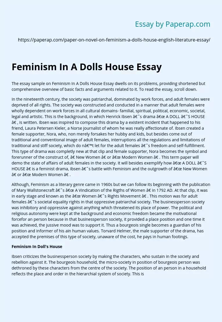 feminist analysis of a dolls house
