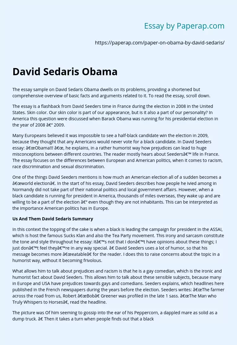 David Sedaris Obama