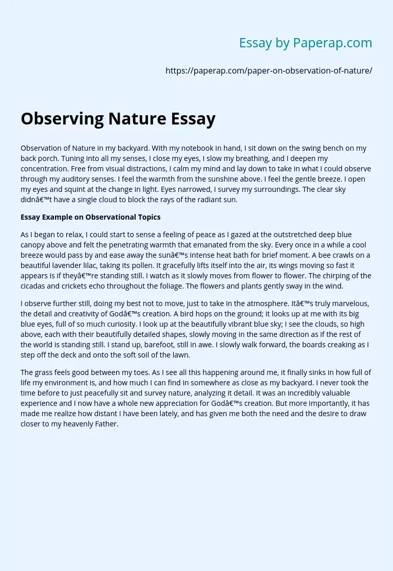 Observing Nature Essay