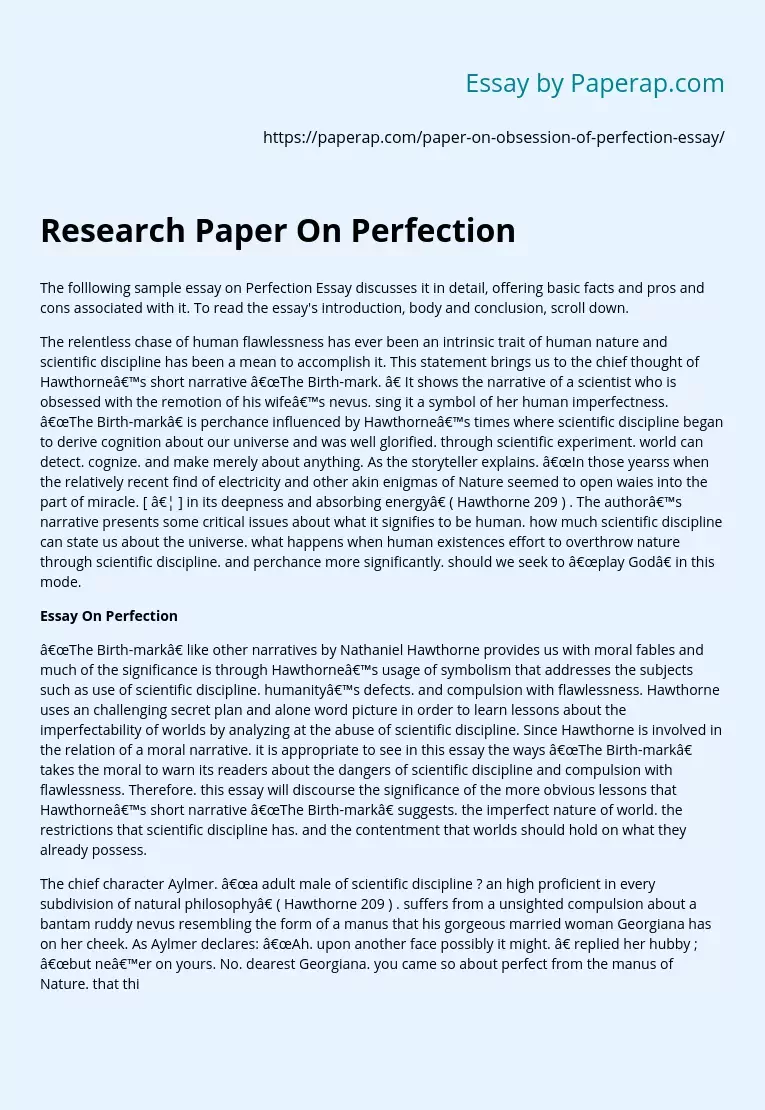 Research Paper On Perfection