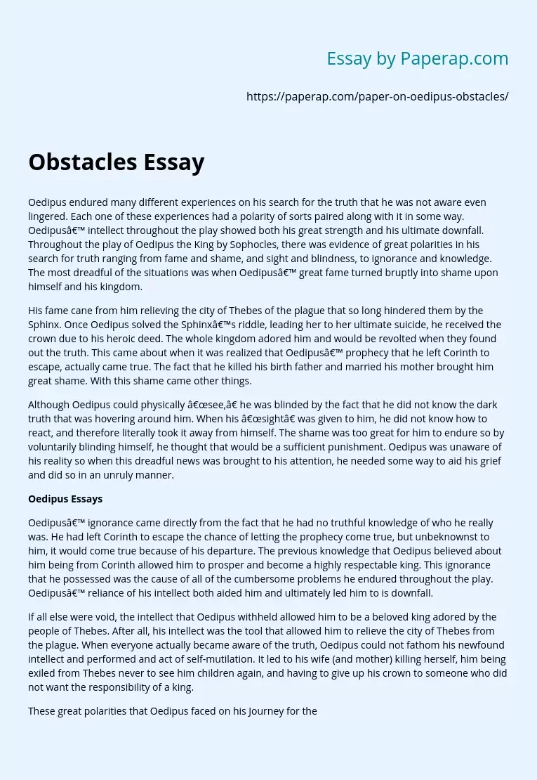 Obstacles in search of truth Essay