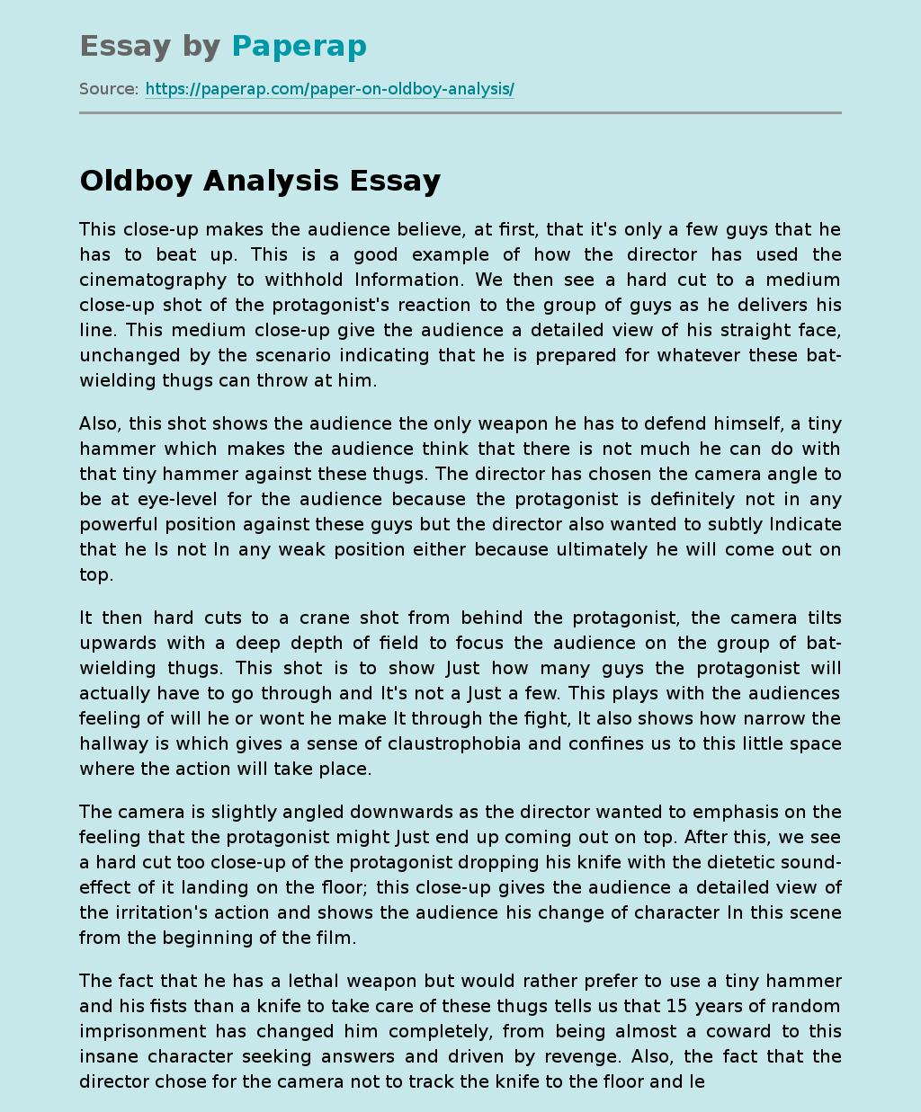Oldboy Analysis