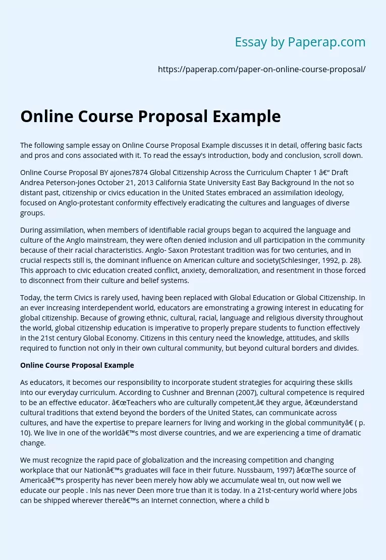 Civil Law: Online Course Proposal Example