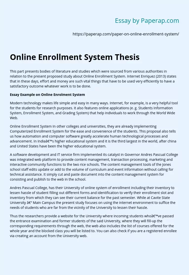 Online Enrollment System Thesis