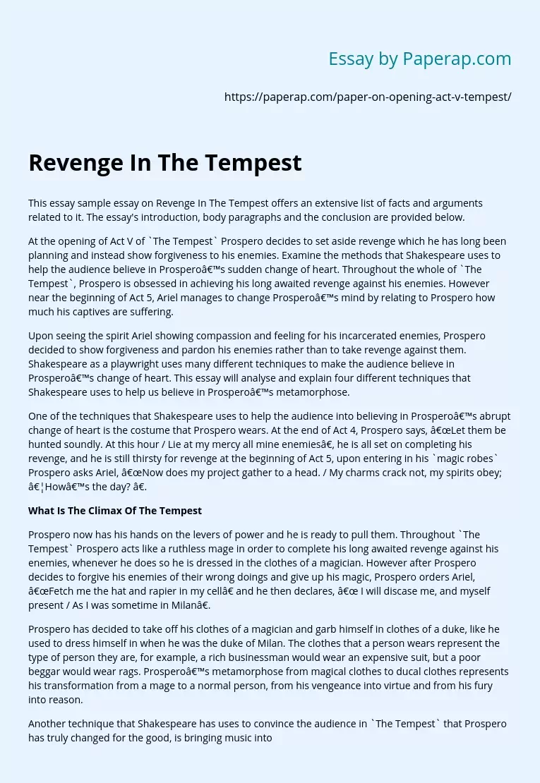 Revenge In The Tempest
