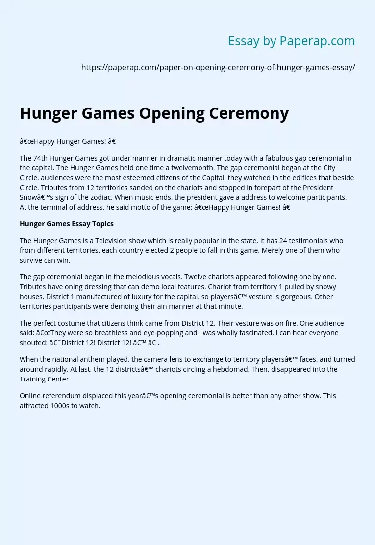 Hunger Games Opening Ceremony