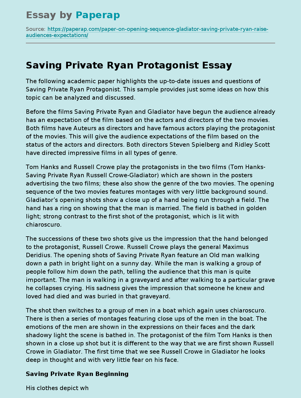 argumentative essay on saving private ryan