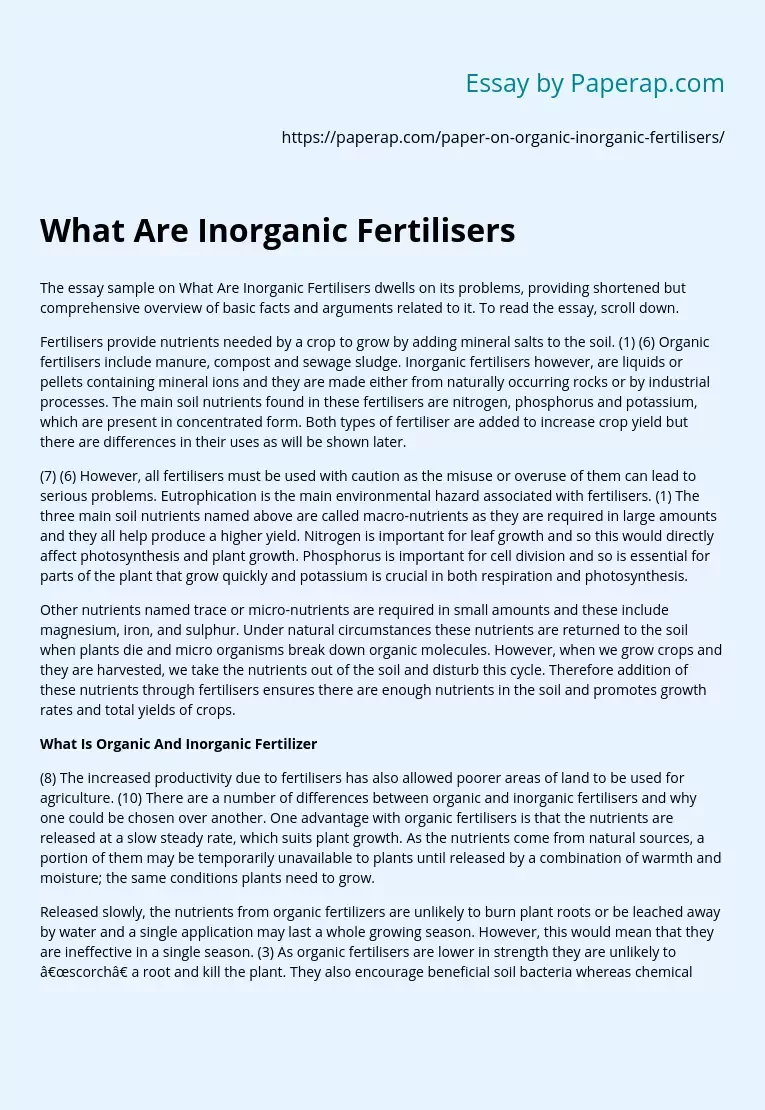 What Are Inorganic Fertilisers