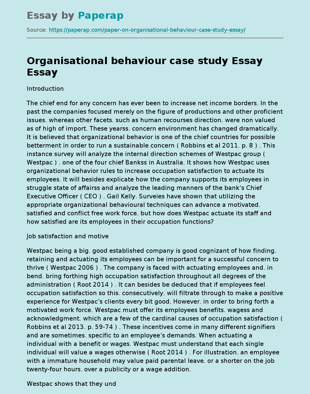 Organisational behaviour case study