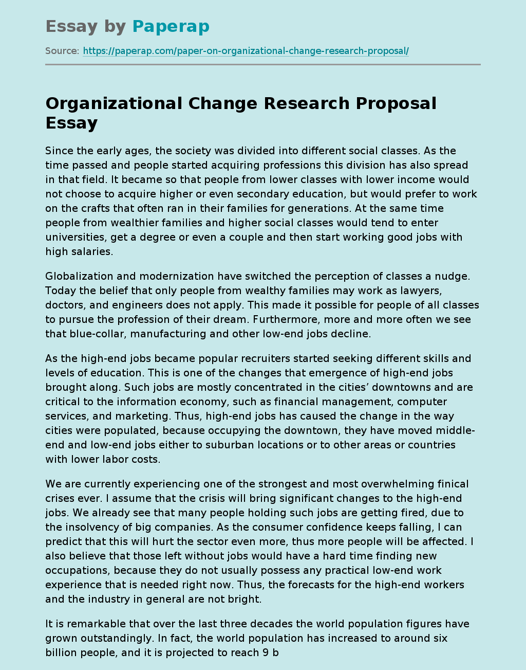 Organizational Change Research Proposal