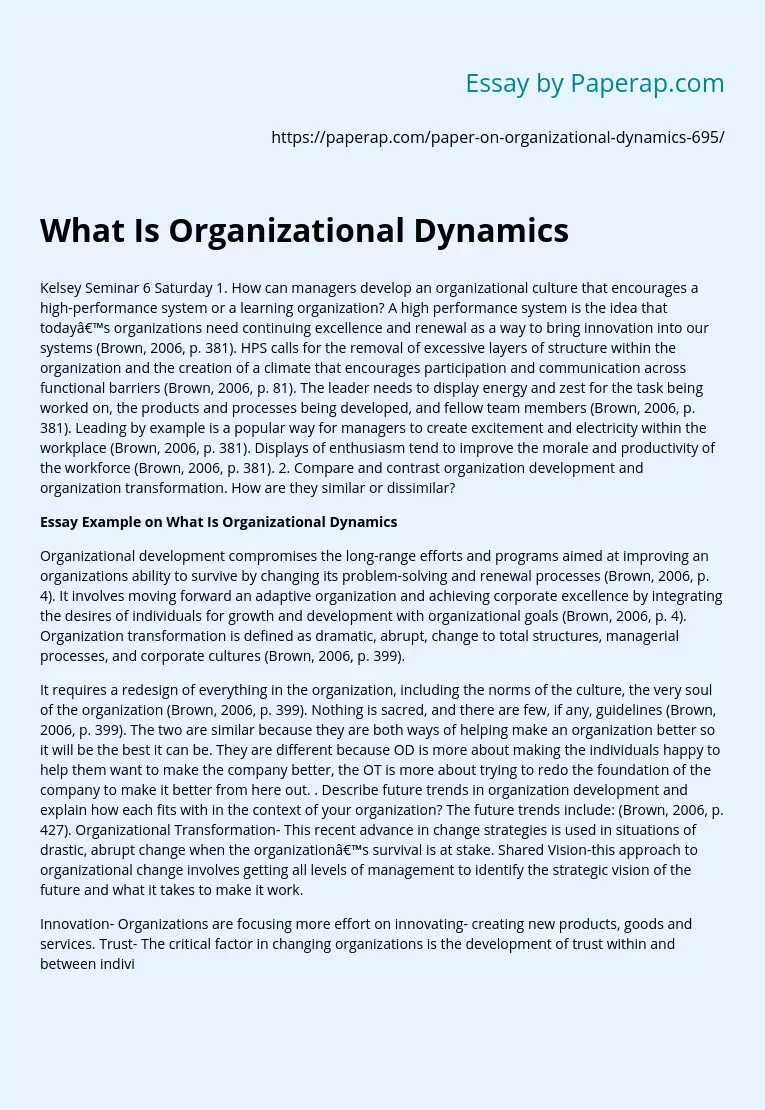 What Is Organizational Dynamics