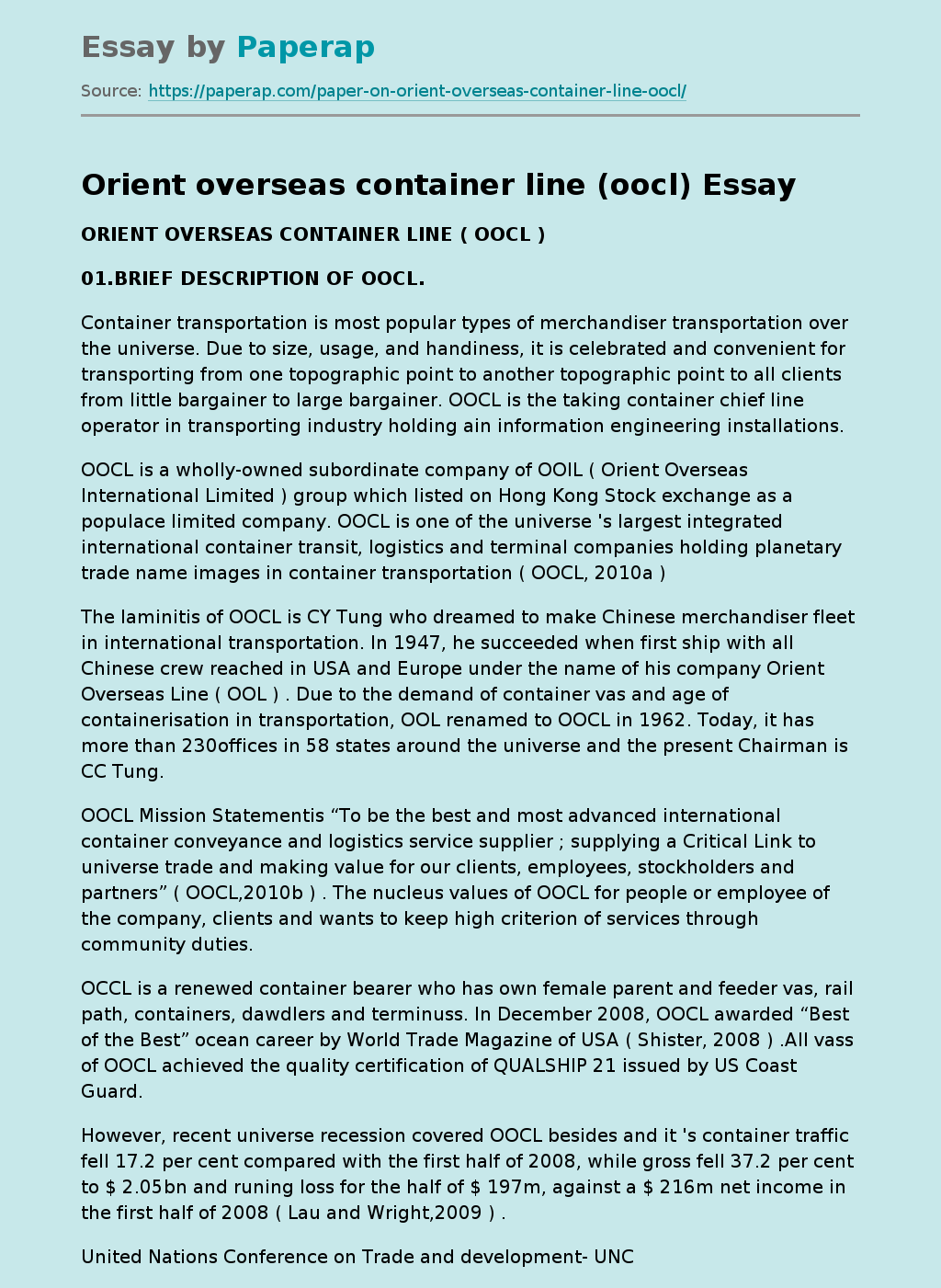 Orient overseas container line (oocl)