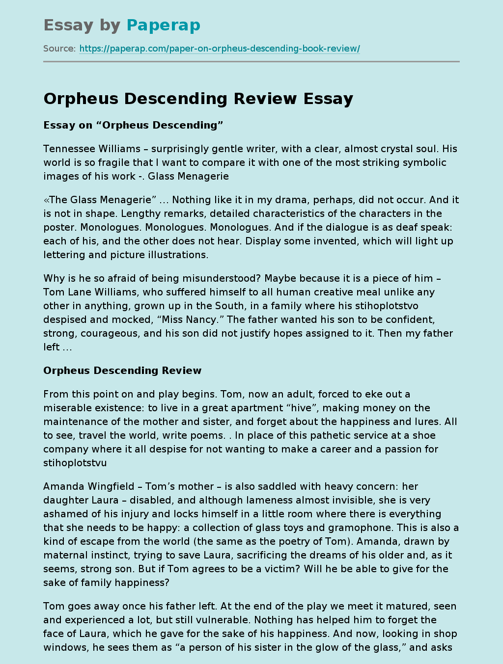 Orpheus Descending Review