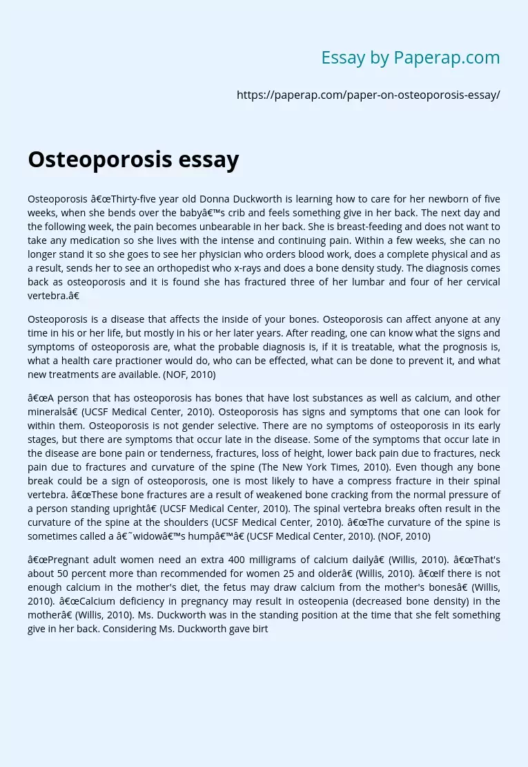 Osteoporosis essay