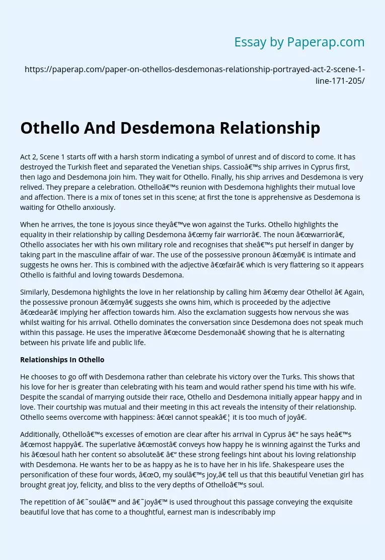 Othello And Desdemona Relationship