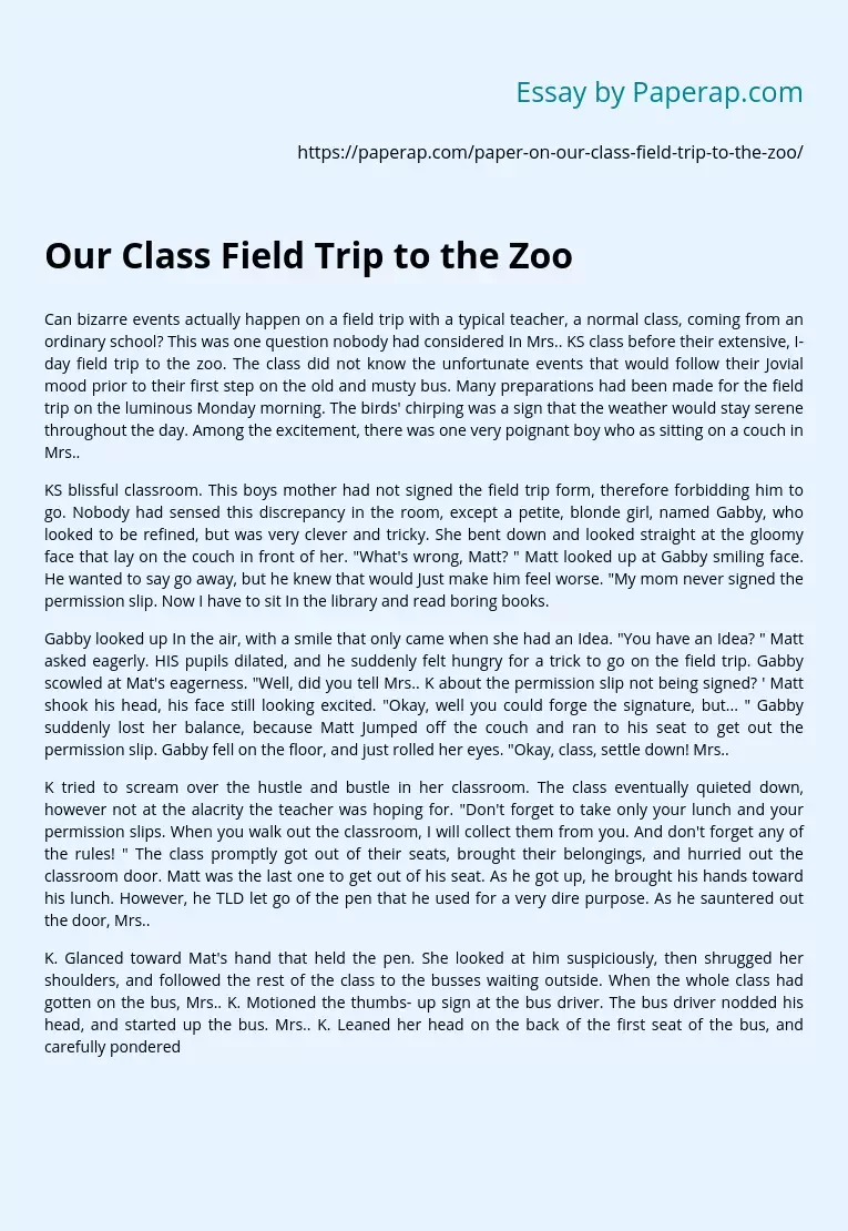 Our Class Field Trip to the Zoo