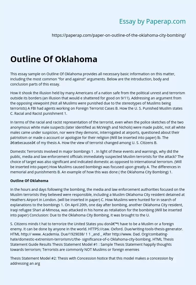 Outline Of Oklahoma