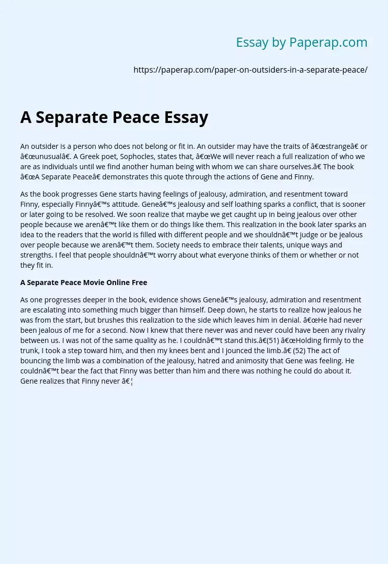 A Separate Peace Essay