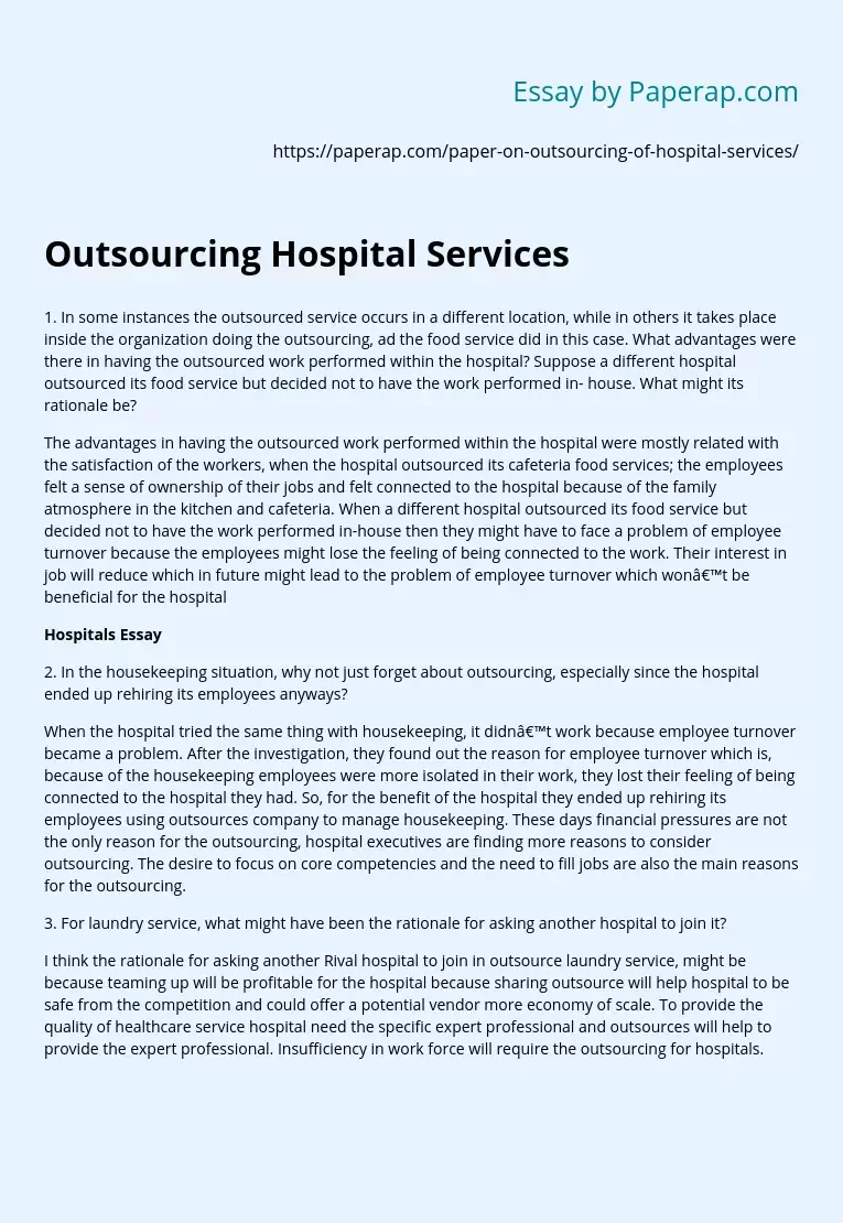 Outsourcing Hospital Services