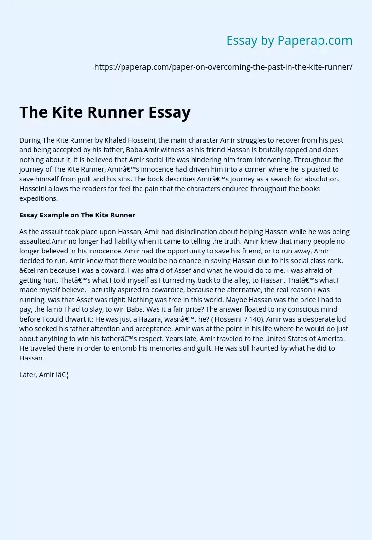 kite runner essay topics