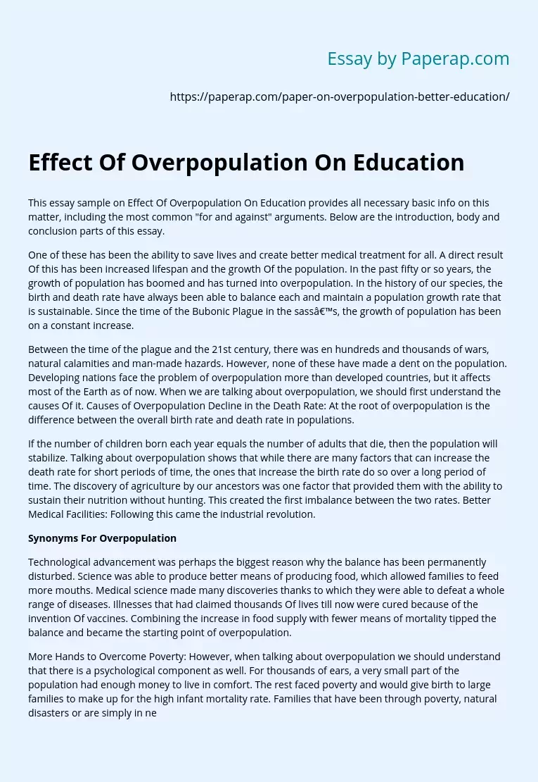 Effect Of Overpopulation On Education