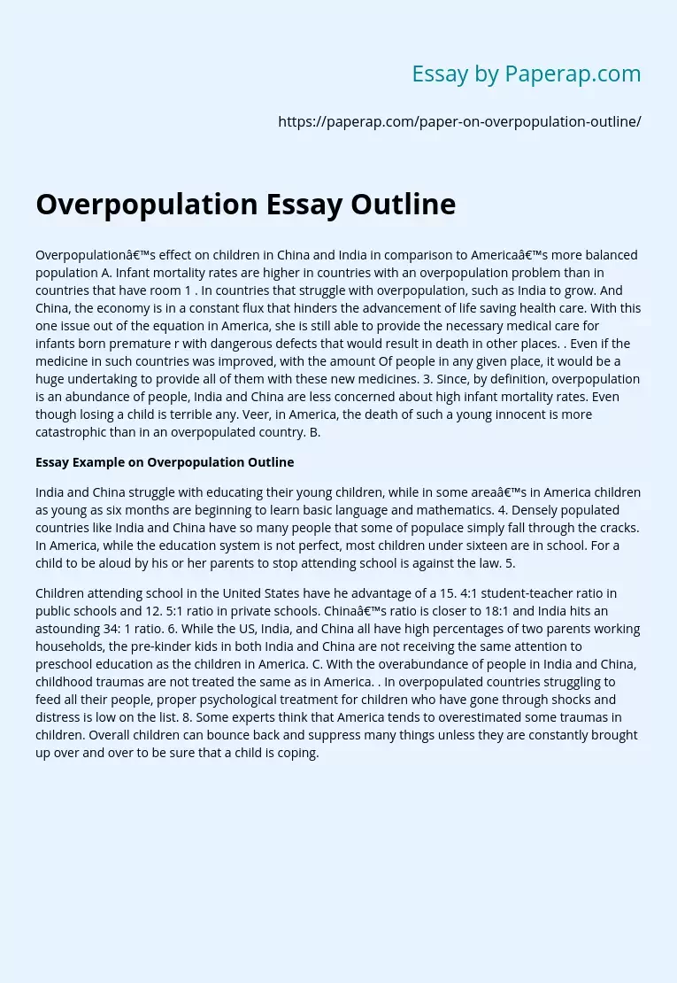 Overpopulation Essay Outline